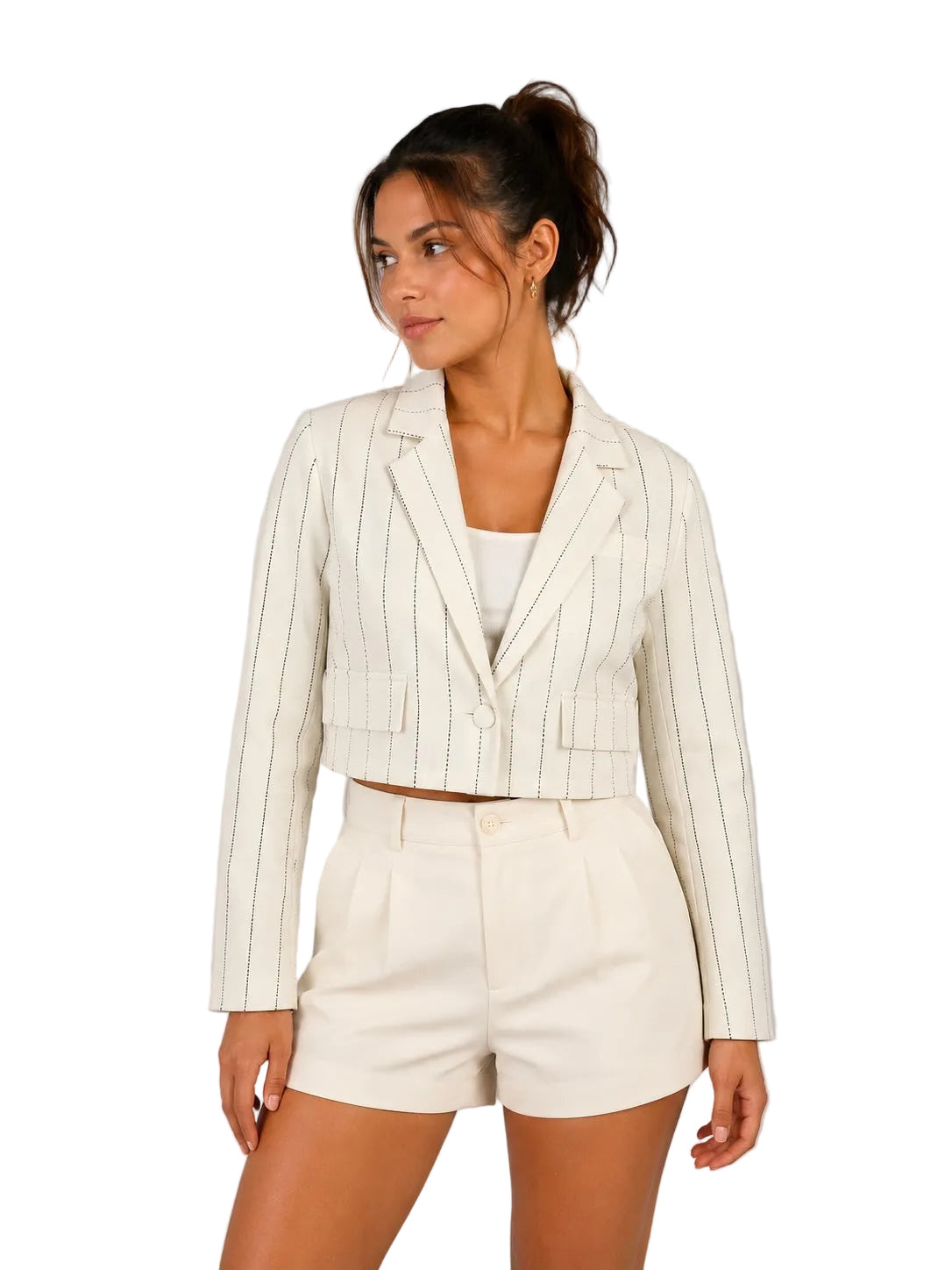 Chaqueta Kiwi crop blanco