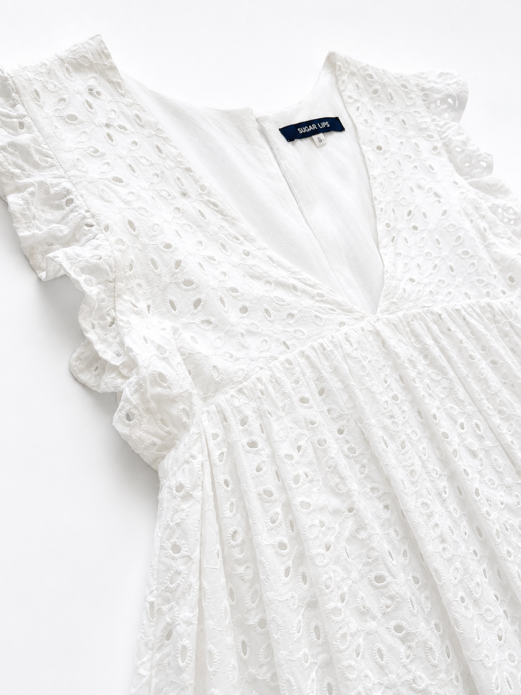 Vestido Broderie Sugar Lips — Blanco