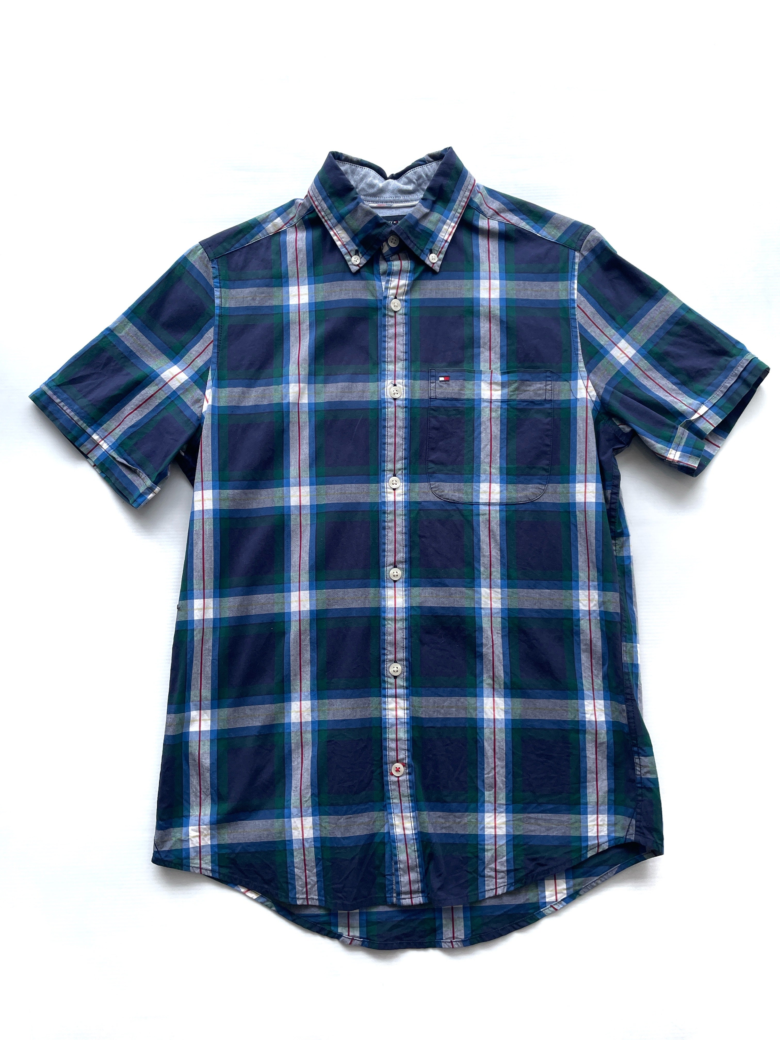 Camisa Manga Corta Tommy Hilfiger A Cuadros Azul