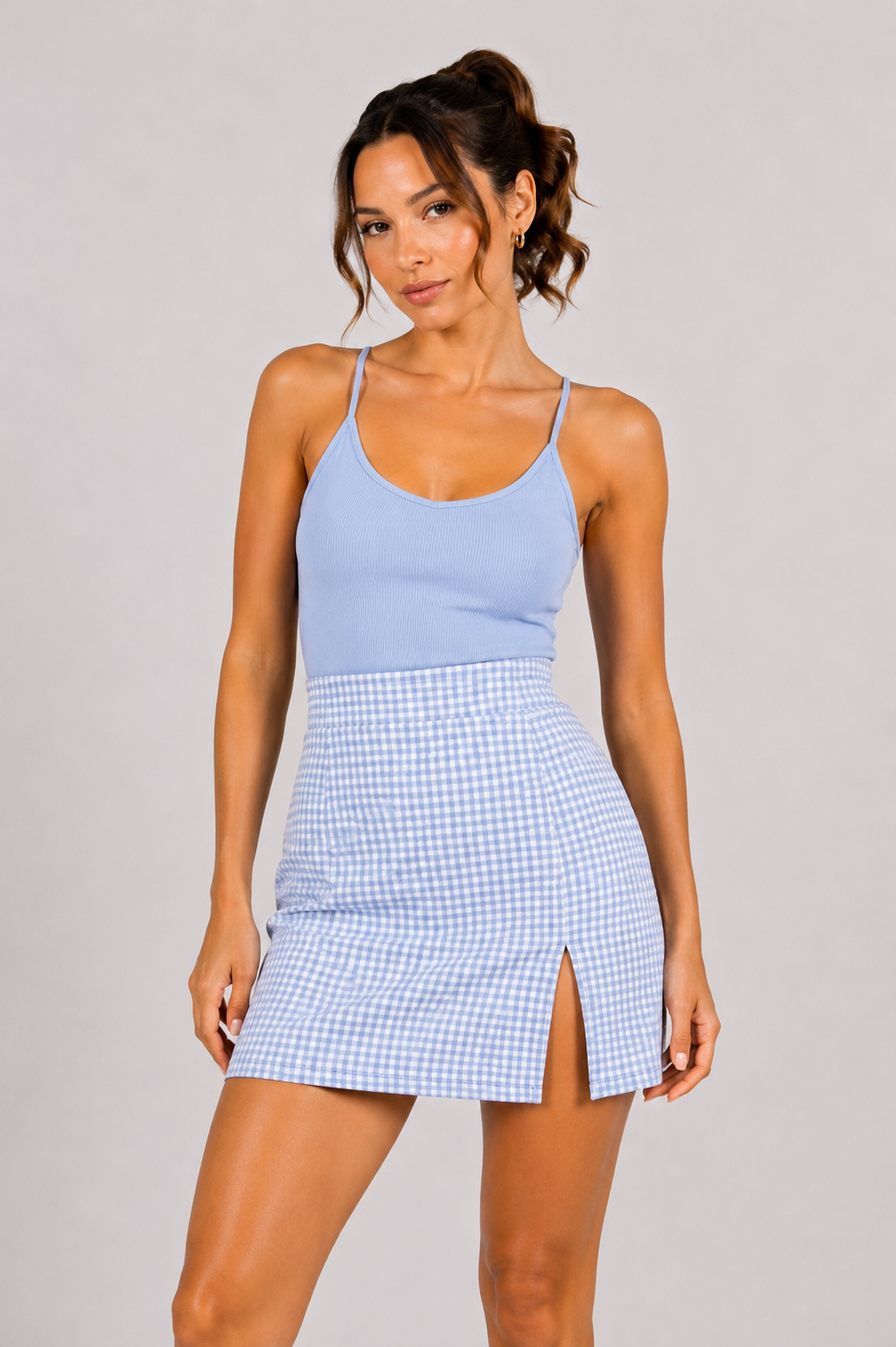 Falda FOREVER 21  Cuadros Azul