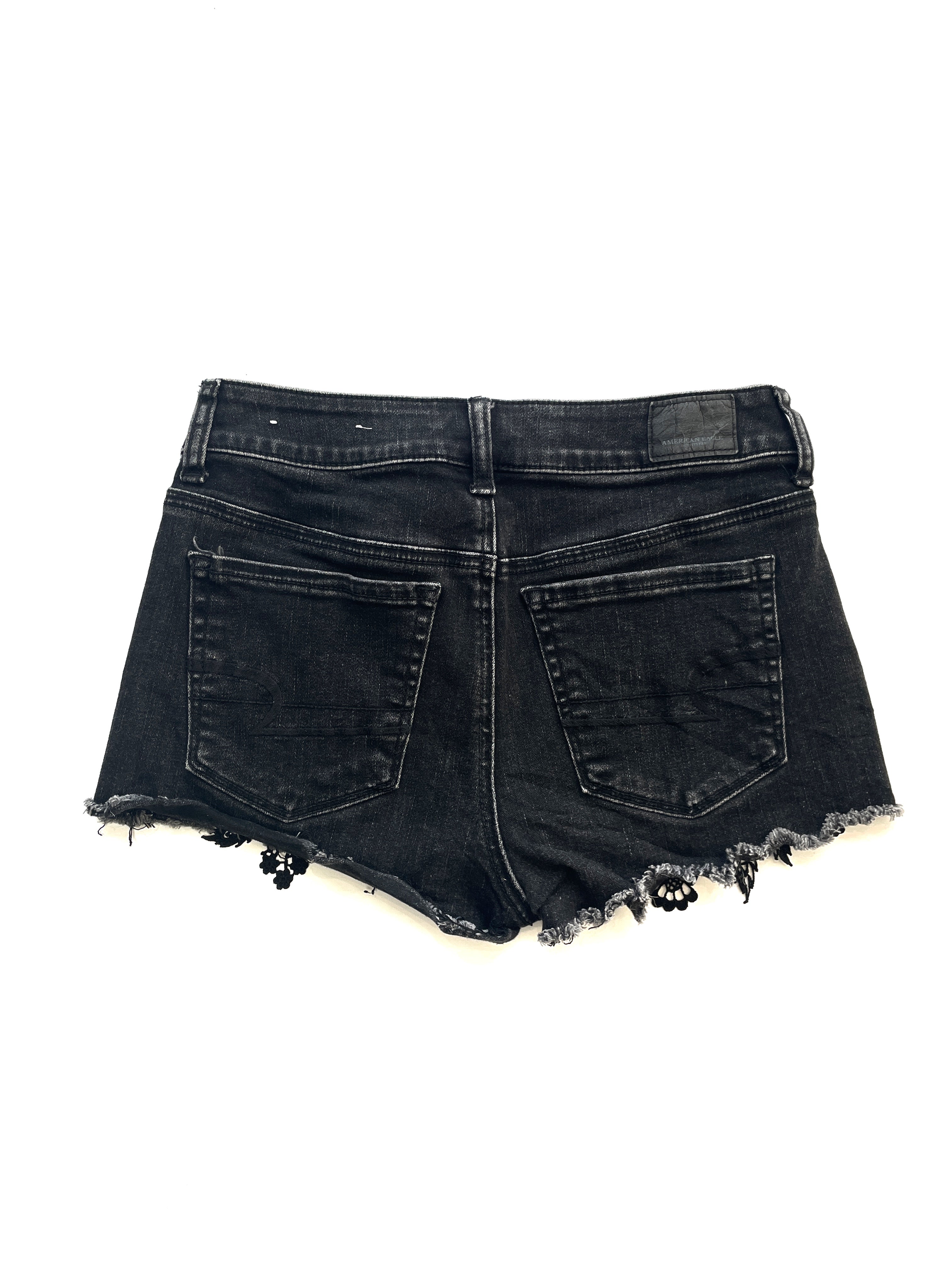 Short Jean American Eagle Super Stretch Negro con Encaje