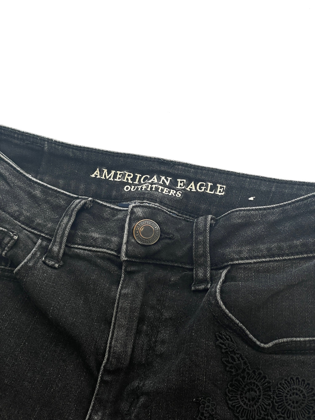 Short Jean American Eagle Super Stretch Negro con Encaje