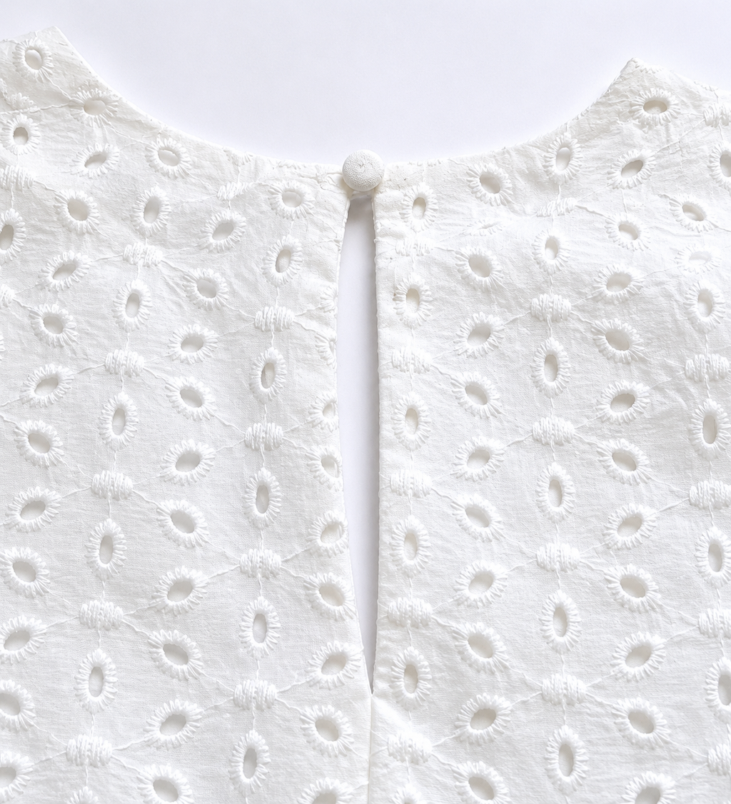 Vestido Broderie Sugar Lips — Blanco