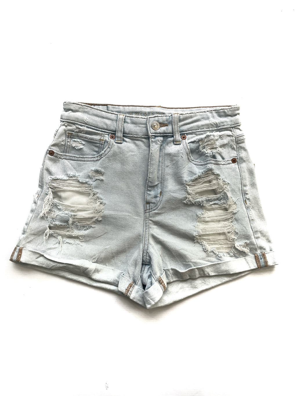 Short Jean American Eagle Azul Claro Roto