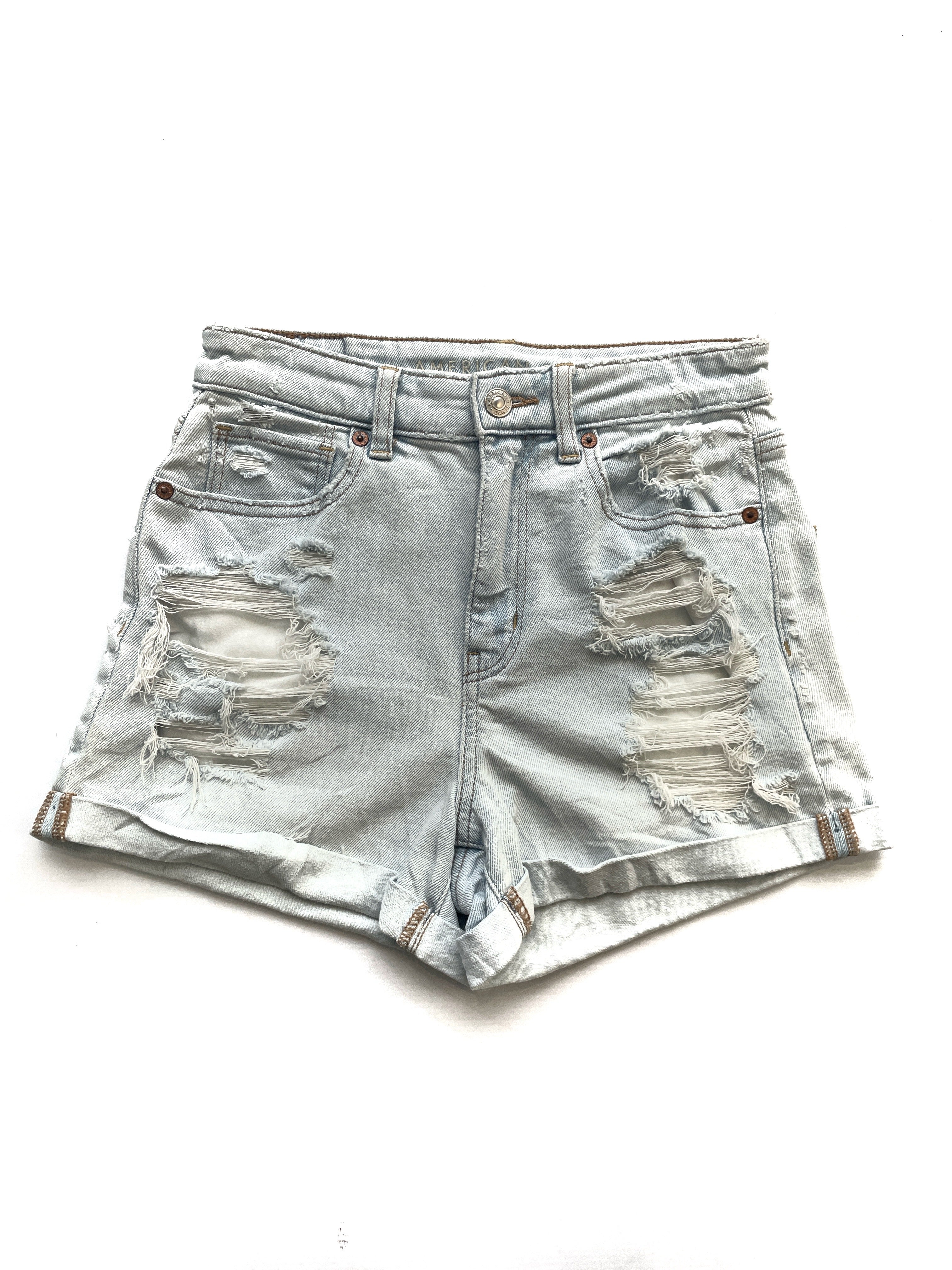 Short Jean American Eagle Azul Claro Roto