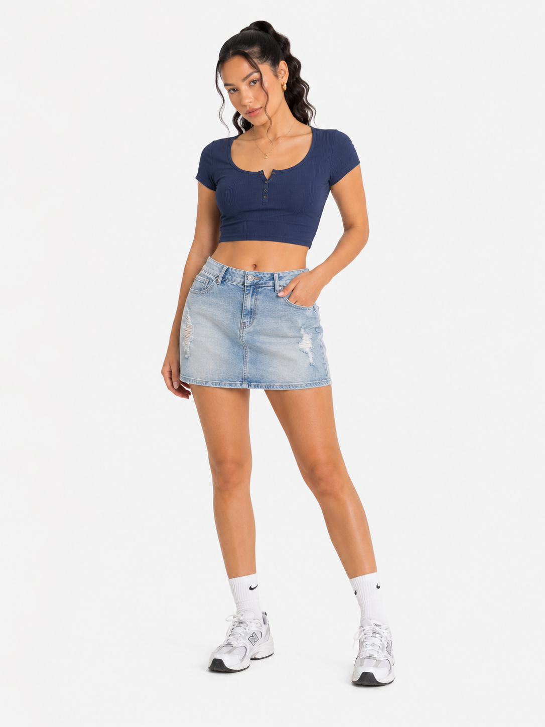 Falda Forever 21 Denim Rota Mini