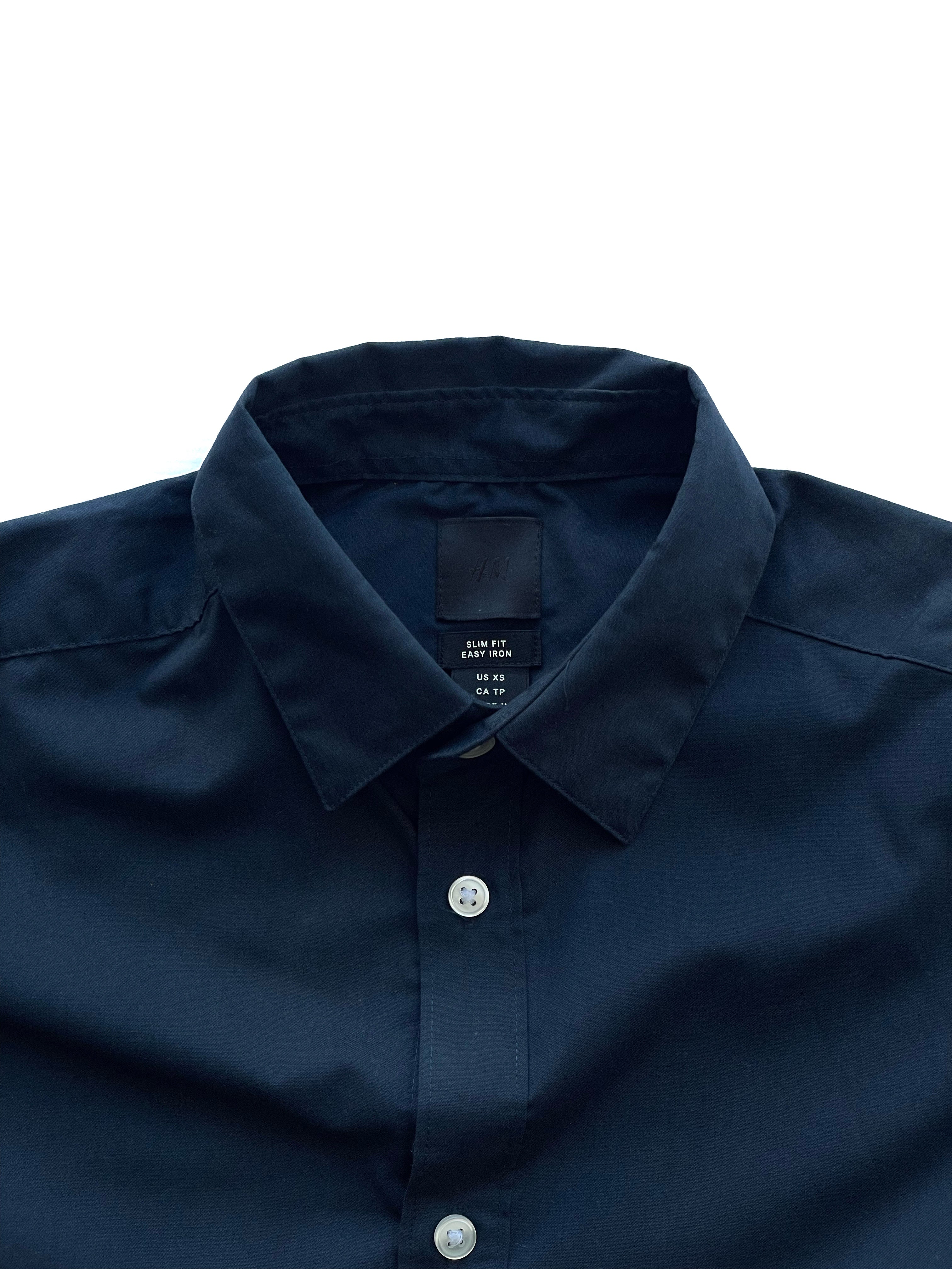 Camisa Manga Larga H&M Easy Iron Navy