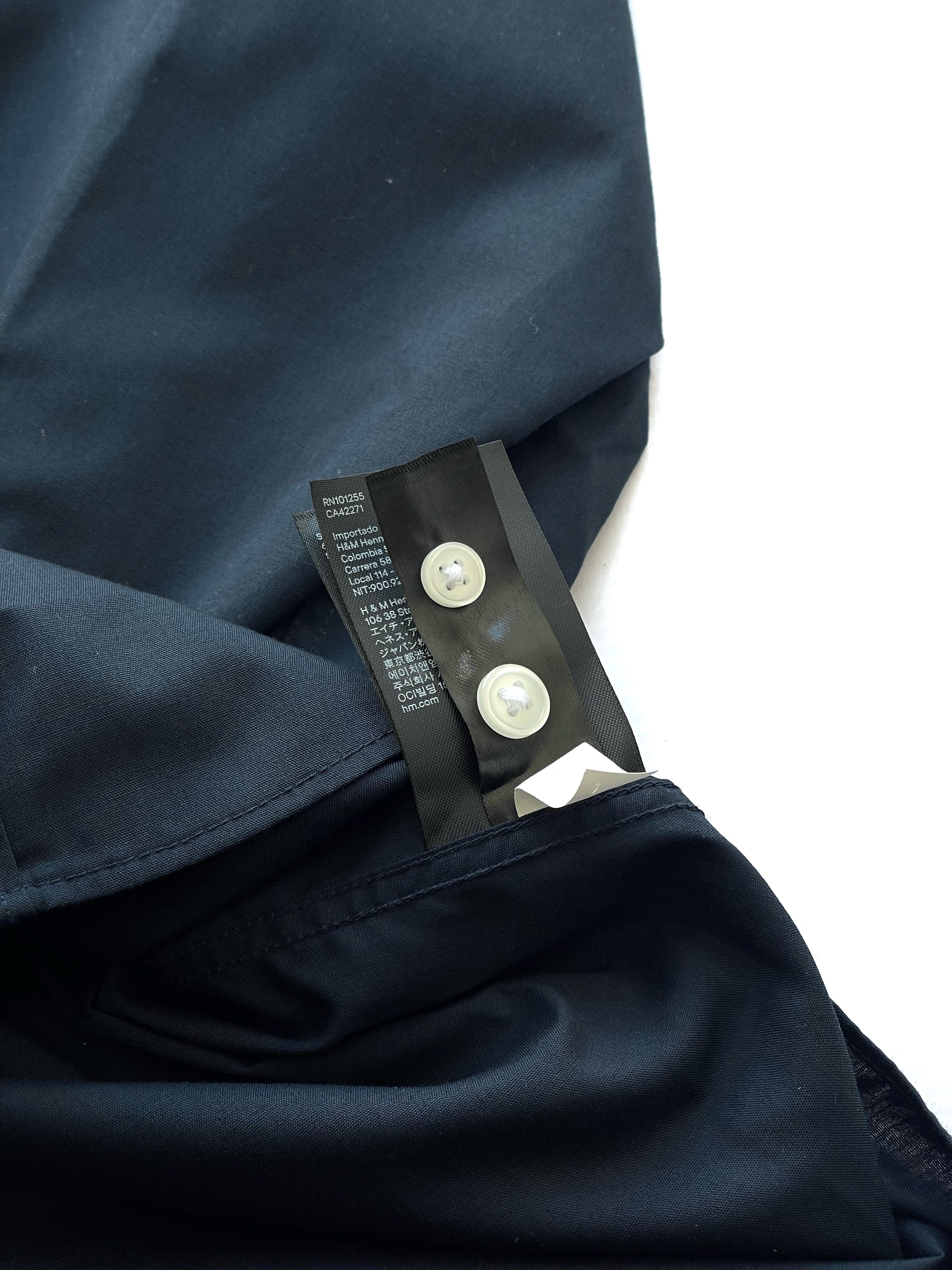 Camisa Manga Larga H&M Easy Iron Navy
