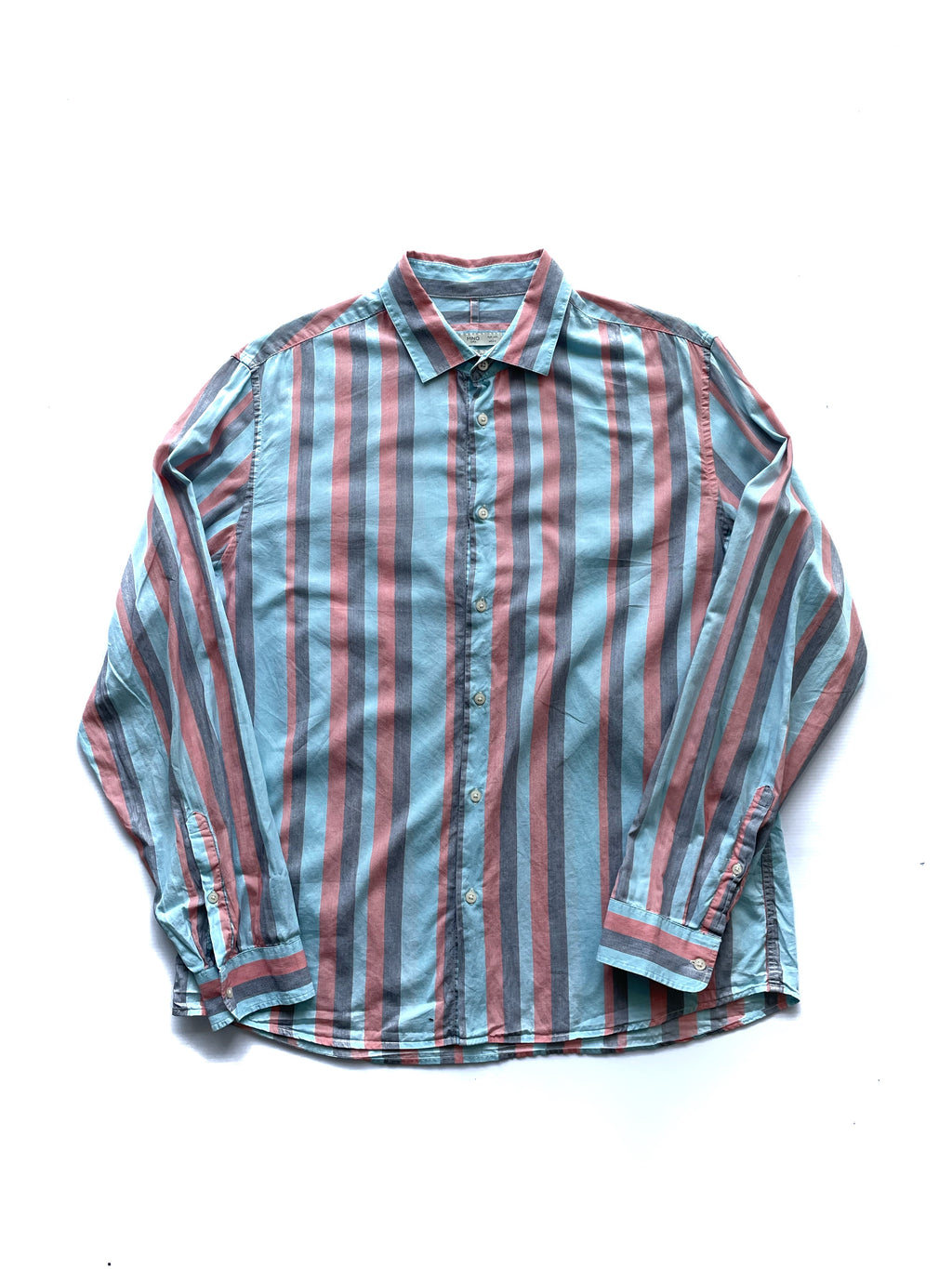 Mango Camisa Rayas Azul y Rosa