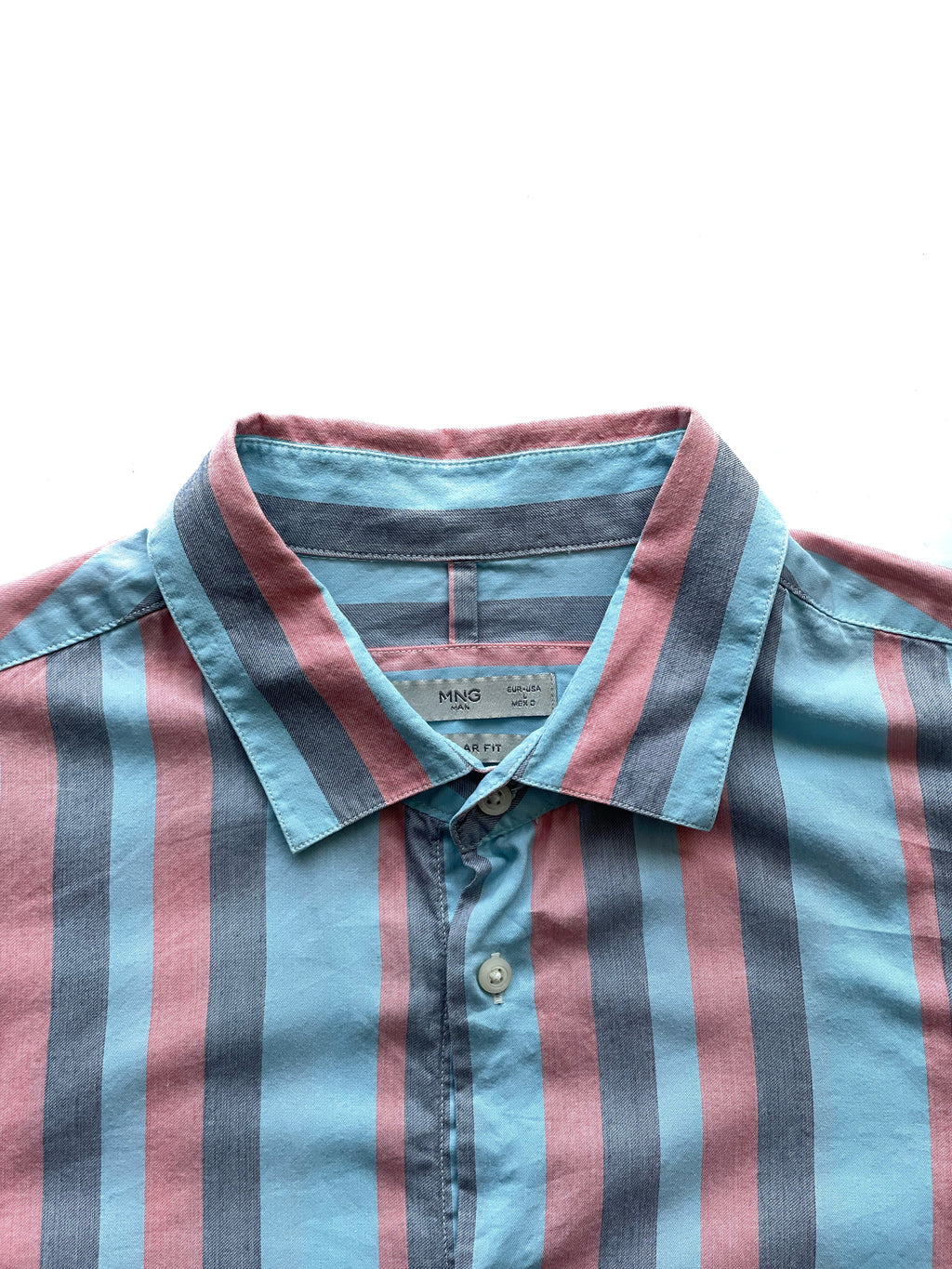 Mango Camisa Rayas Azul y Rosa