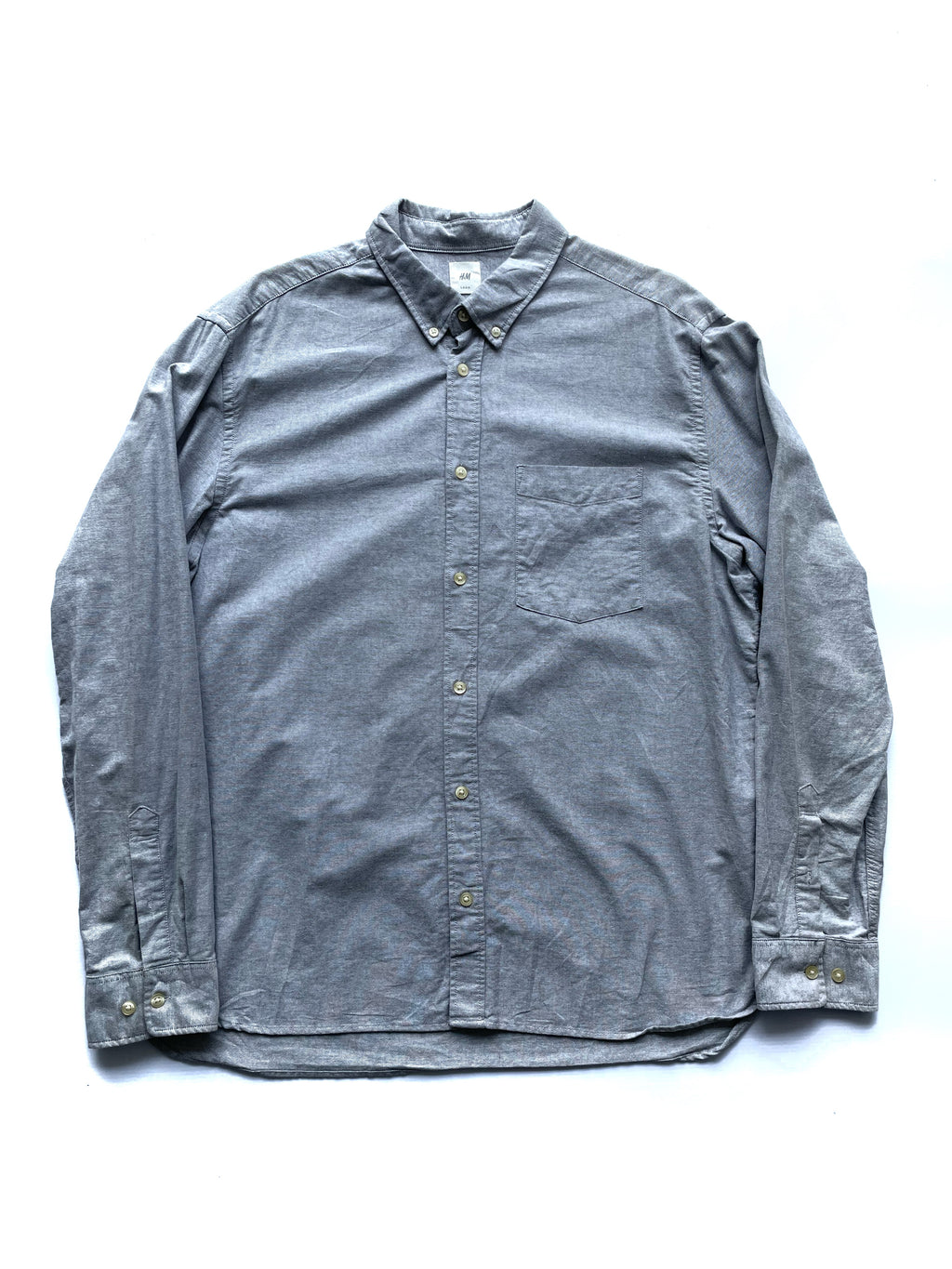 H&M Camisa Gris Oxford Gris