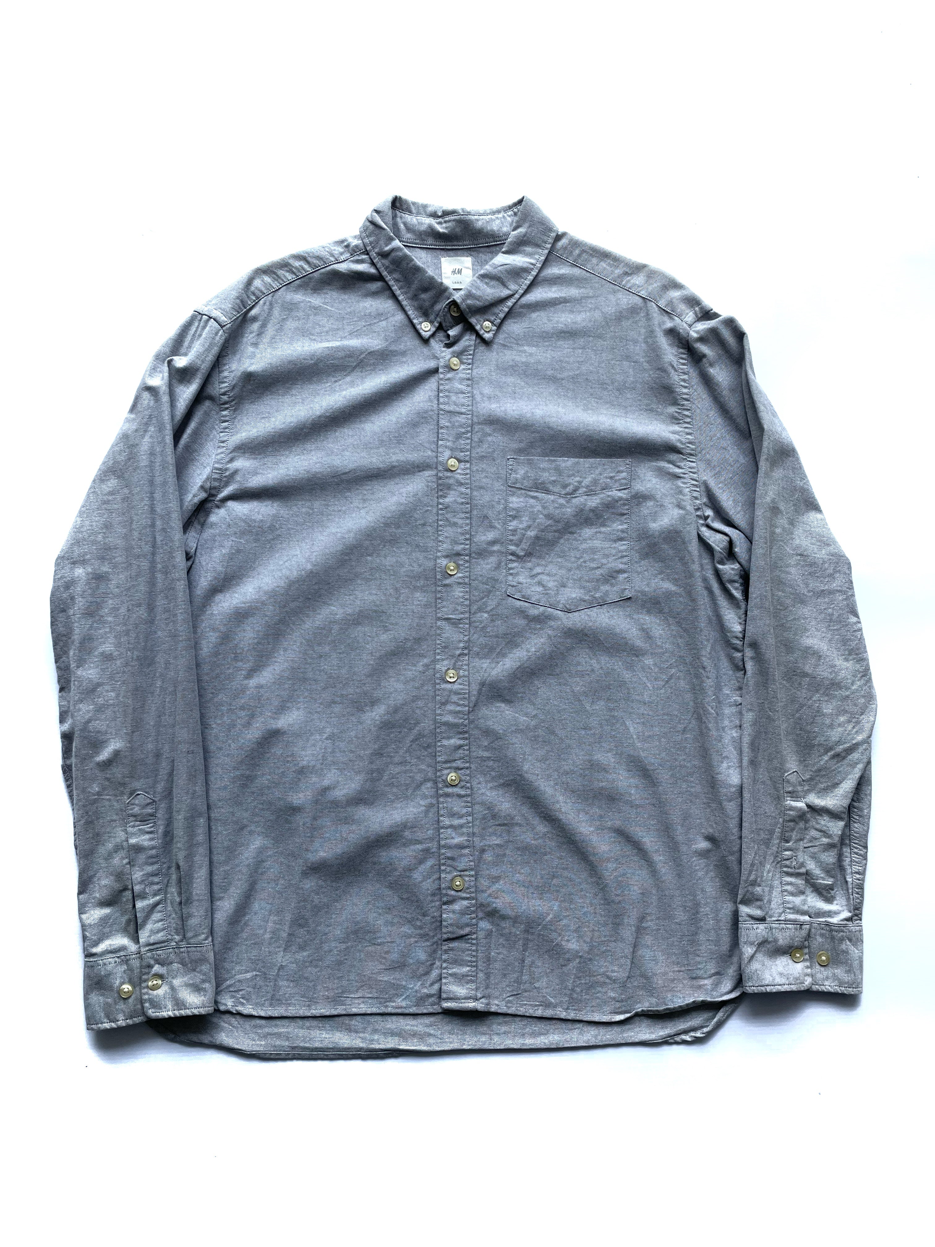 H&M Camisa Gris Oxford Gris