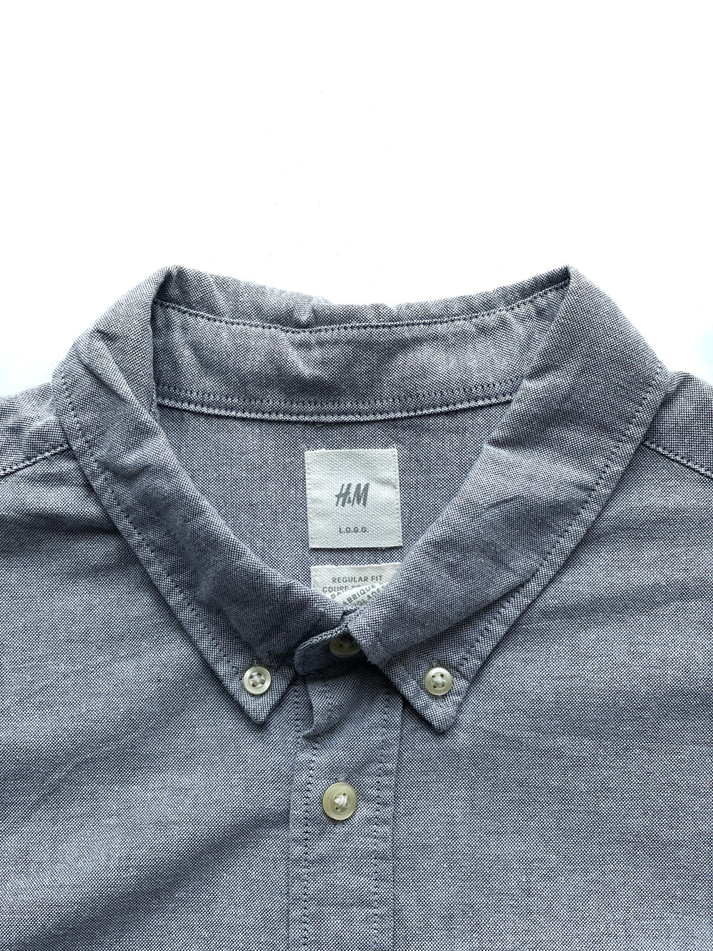 H&M Camisa Gris Oxford Gris