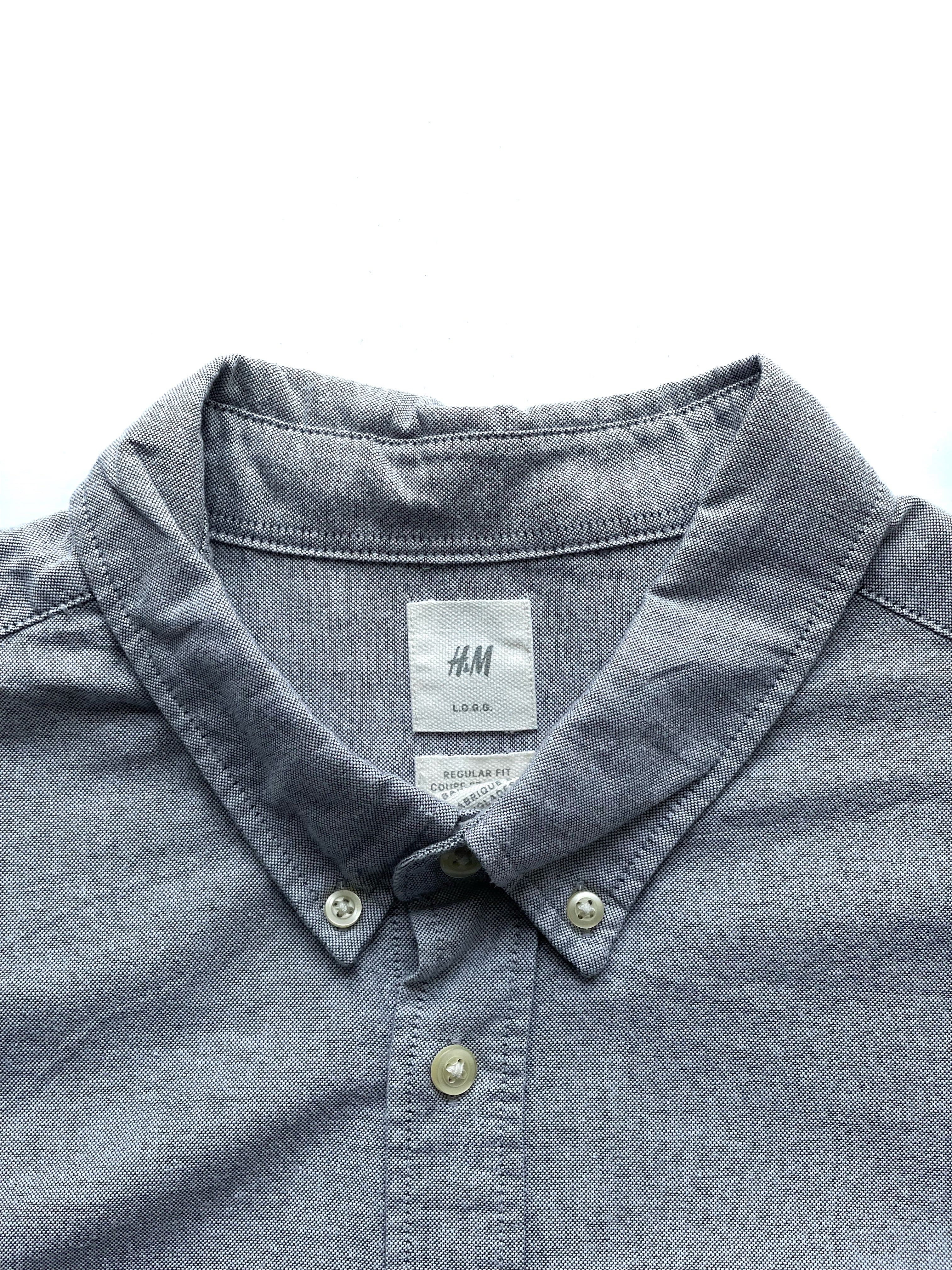 H&M Camisa Gris Oxford Gris