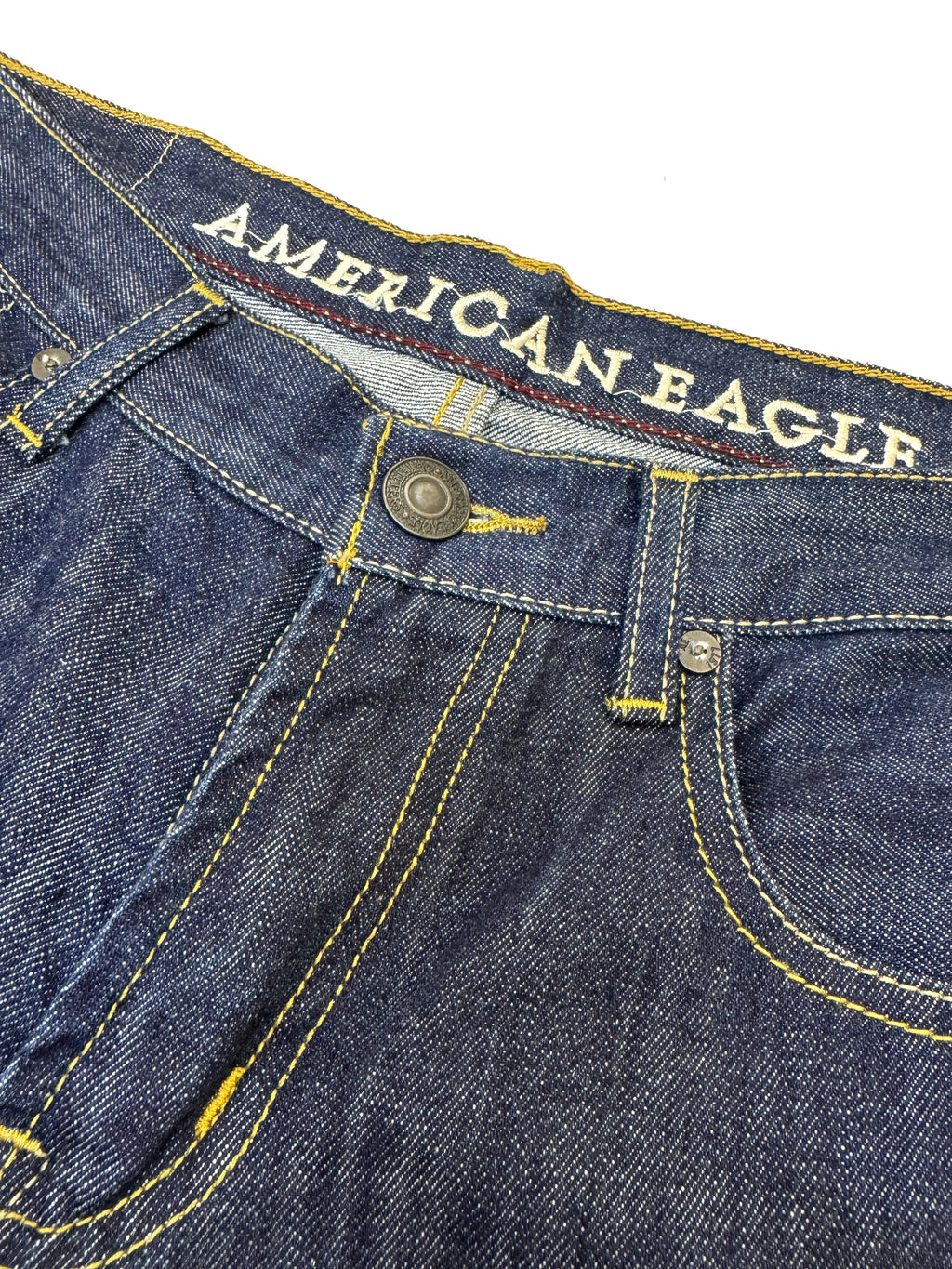 American Eagle Slim Straight Jean Azul Oscuro con Rotos
