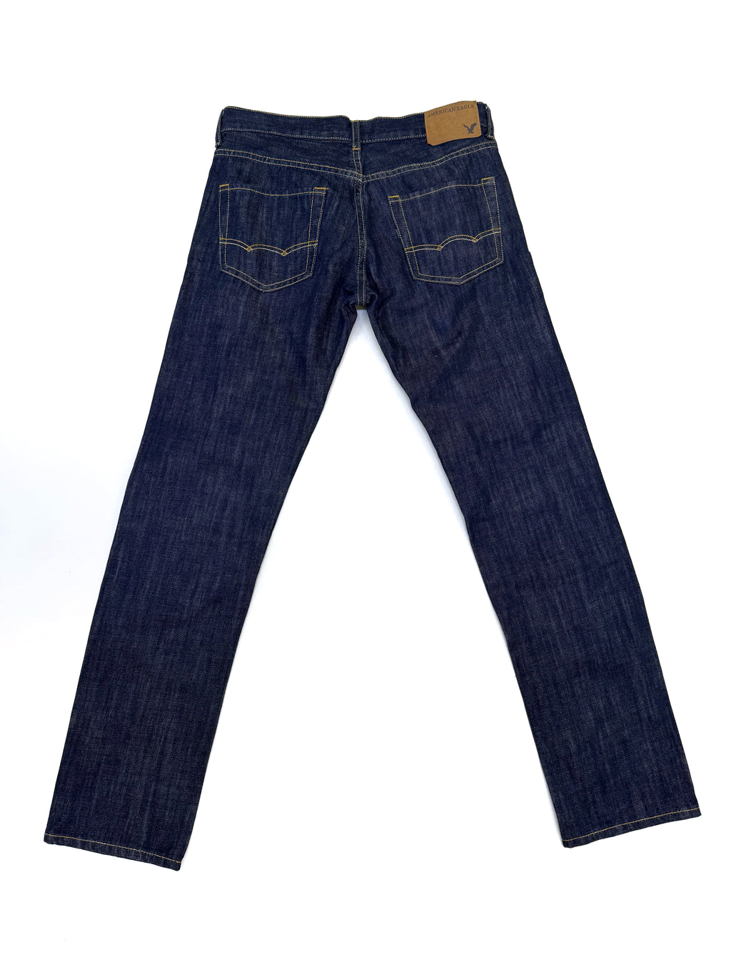 American Eagle Slim Straight Jean Azul Oscuro con Rotos