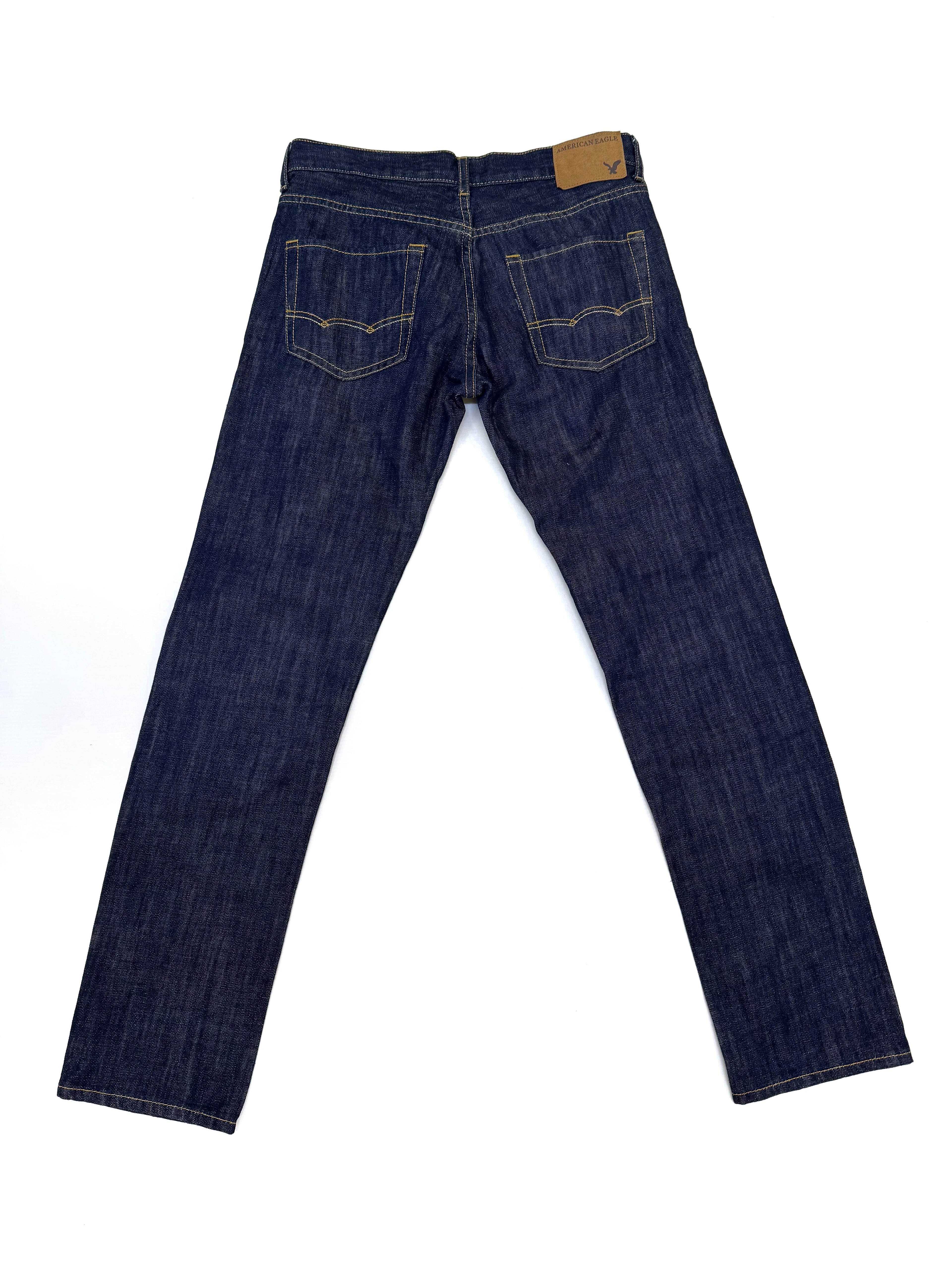 American Eagle Slim Straight Jean Azul Oscuro con Rotos