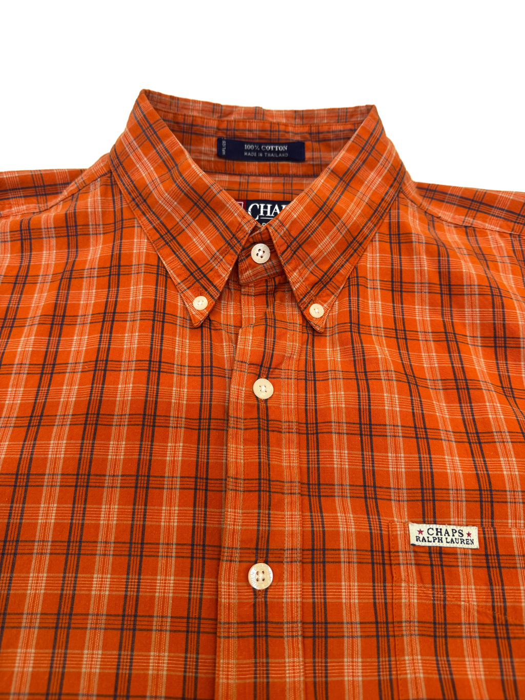 Camisa Chaps Ralph Lauren  Cuadros Naranja