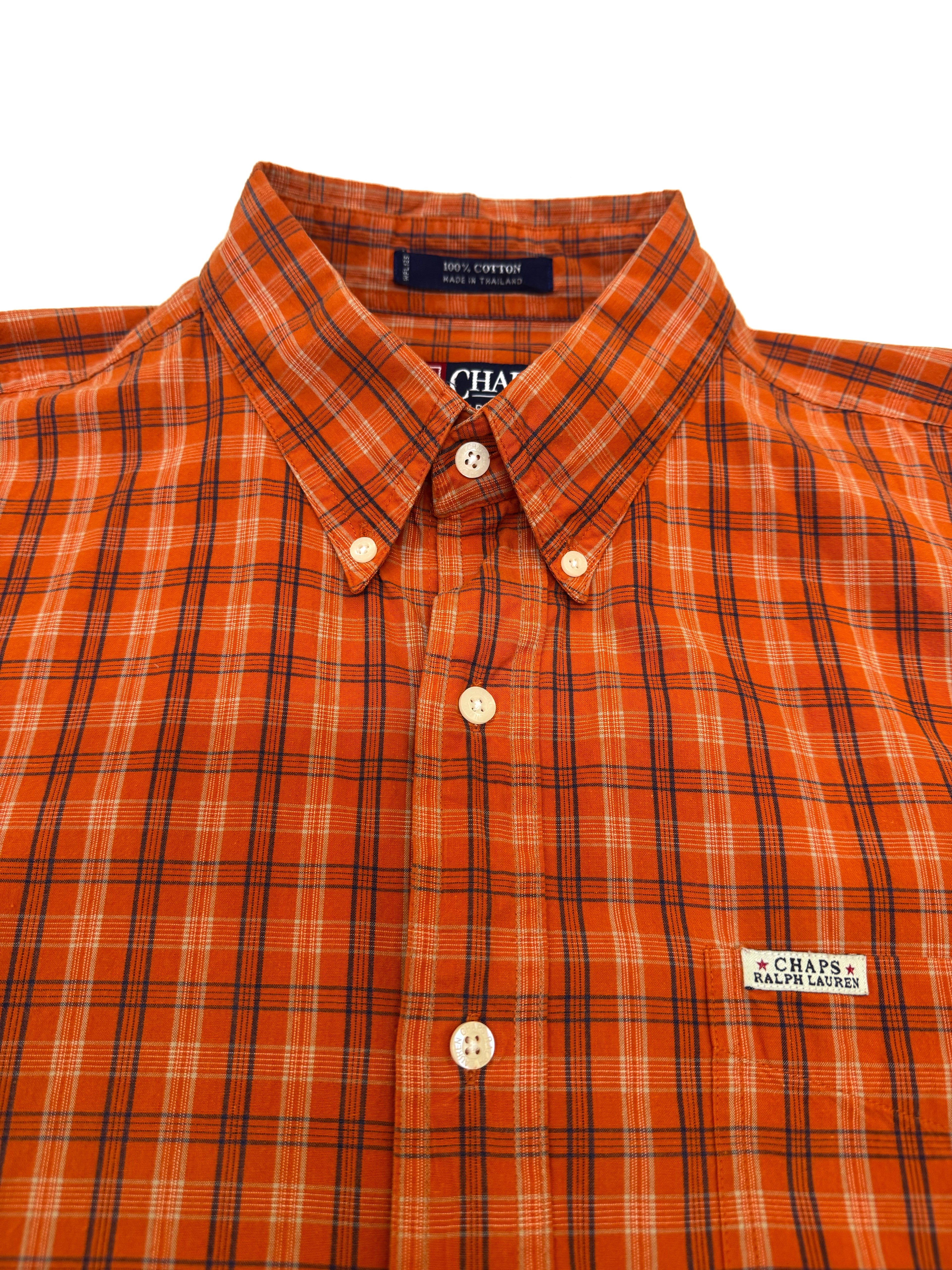 Camisa Chaps Ralph Lauren  Cuadros Naranja