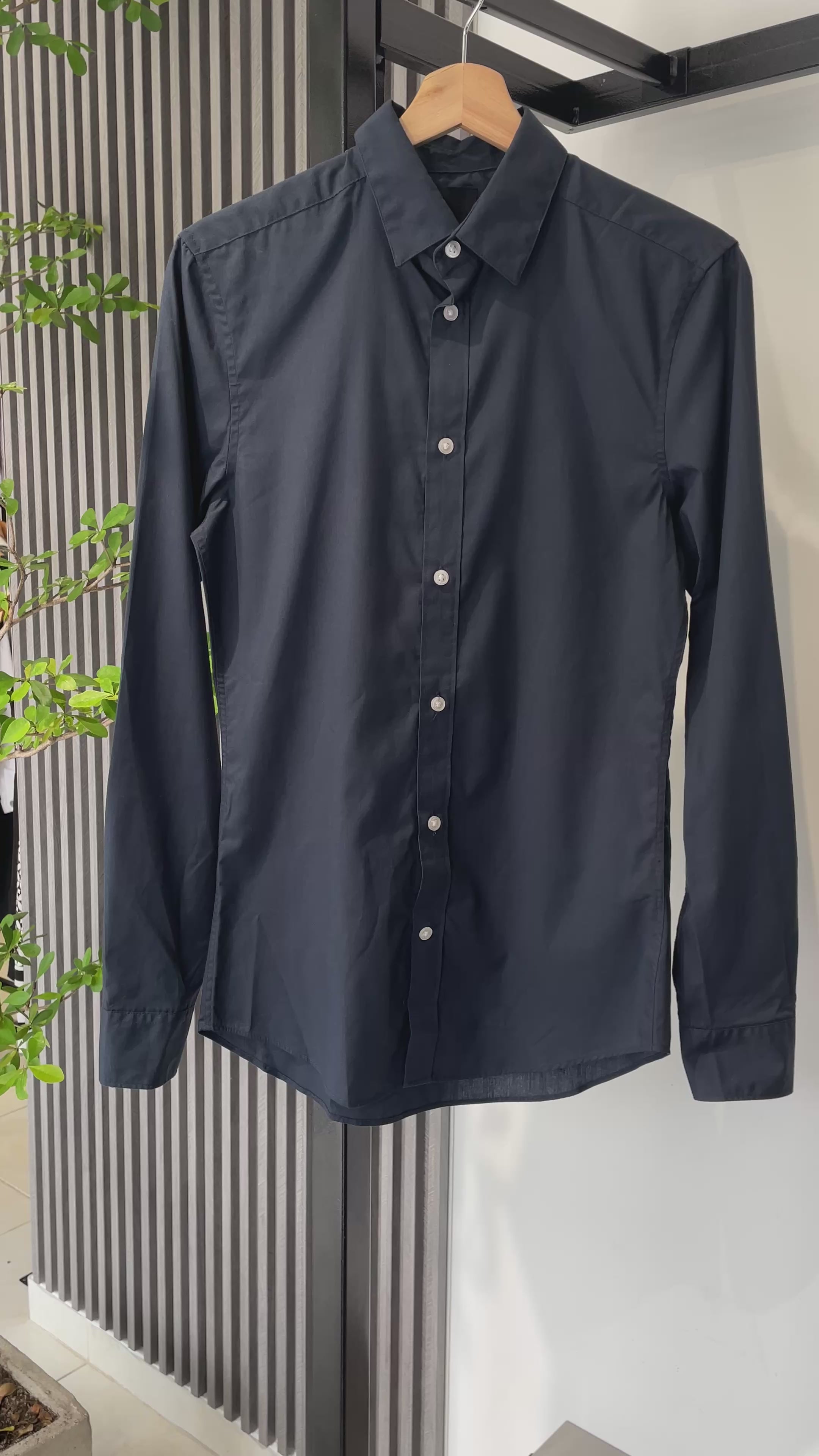 Camisa Manga Larga H&M Easy Iron Navy