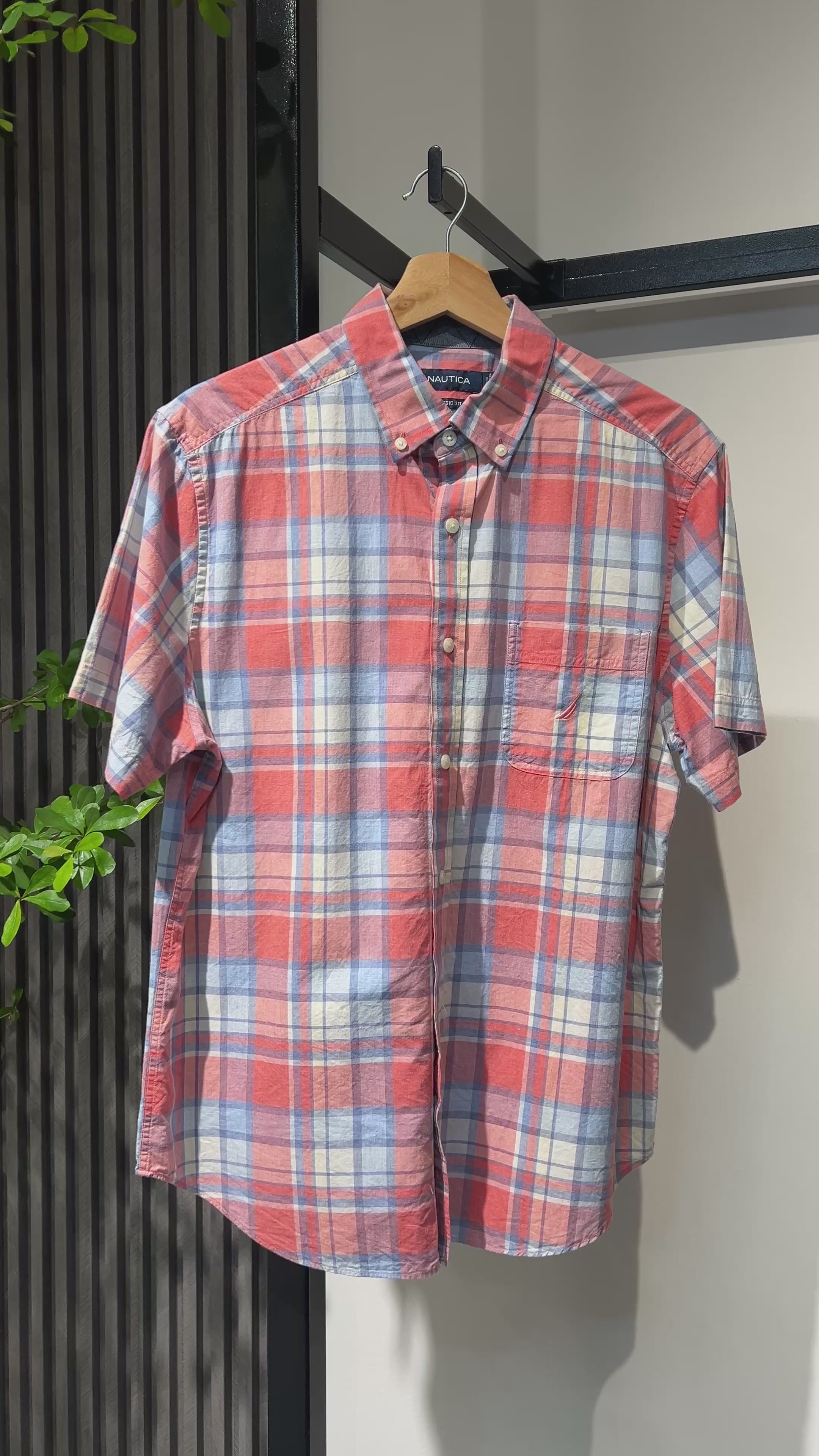 Camisa Nautica Classic Fit Manga Corta A Cuadros